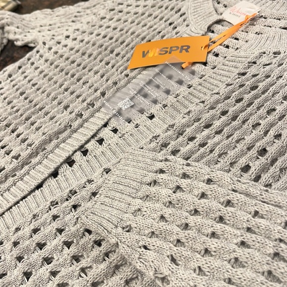 Whisper by Brodie Classic Open Stitch Boxy Silhouette Pointelle Cardigan Size M - Picture 9 of 16